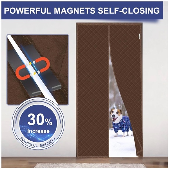 Magnetic Thermal Insulated Door Curtain Fits Door Size 72" x 80" - Picture 4 of 5